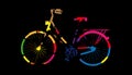 Painted Bicycle With Colored Blobs - Vector Illustration - Isolated On Black Background Royalty Free Stock Photo