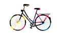 Painted Bicycle With Colored Blobs - Vector Illustration - Isolated On White Background Royalty Free Stock Photo