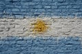 painted big national flag of argentina on a massive old brick wall Royalty Free Stock Photo