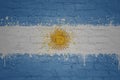 painted big national flag of argentina on a massive old brick wall Royalty Free Stock Photo