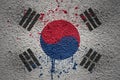 painted big national flag of south korea on a massive old cracked wall Royalty Free Stock Photo