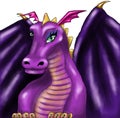 Painted big purple dragon girl Royalty Free Stock Photo