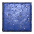 Painted blue metal with rivets in the shape of a square in the center on white background. 3d Royalty Free Stock Photo