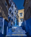 A stairway in Chefchaouen the blue city Morocco