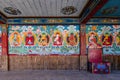 Painted Buddha images in the temple of Tibetan Buddhism Temple in Sikkim, India Royalty Free Stock Photo