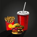 Painted burger, great delicious sandwich, illustration,