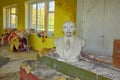 Bust of Lenin in an abandoned room pioneer camp. Ukraine, summer 2018