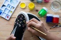 Painted canvas shoes Royalty Free Stock Photo