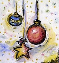 Painted card `Holiday winter decoration`