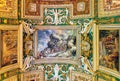 Painted ceilings in corridors and on the wall in the vatican city in rome, italy.