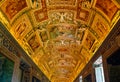 Painted ceilings in corridors and on the wall in the vatican city in rome, italy.