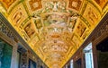 Painted ceilings in corridors and on the wall in the vatican city in rome, italy. Royalty Free Stock Photo