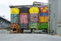 Painted cement silos at Granville Island
