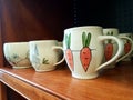 Handmade Painted Ceramic Mugs Royalty Free Stock Photo