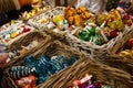 Painted Christmas decorations in the market Central store