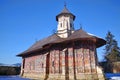 Painted church in Romania, Moldovita orthodox monastery Royalty Free Stock Photo