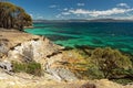 Painted Cliffs, Maria Island, Tasmania, national reservation, Australia Royalty Free Stock Photo