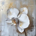 Painted color white orchid. Mixed digital painting. Concept floral art