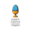 Painted colored egg. Easter egg holder, egg-cup. Happy Easter holiday card. Vector Royalty Free Stock Photo