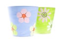 Painted Colorful Clay Flower Pots Royalty Free Stock Photo