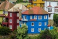 Painted colorful houses in city Valparaiso, Chile