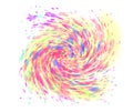 Painted colorful swirl spiral image isolated on white