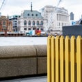 Painted Colourful Yellow Fence Riverside Southbank London