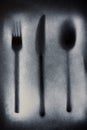 painted of cutlery on black background Royalty Free Stock Photo