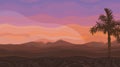 Painted desert landscape at sunset with palm tree Royalty Free Stock Photo