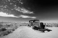 Painted Desert Rusy Model T relic on Route 66 in black and white in Arizona USA Royalty Free Stock Photo