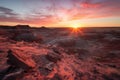 painted desert sunrise, with vibrant colors and warm light on the horizon Royalty Free Stock Photo