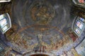 Painted dome inside the art deco church Saint Blaise in Vichy France