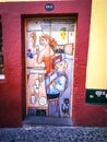 Painted door city of in Funchal on Madeira Island,