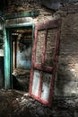 Painted doorway in abandoned house