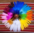 Painted Easter Egg Circle Feathers Royalty Free Stock Photo