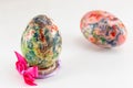Painted Easter egg in custom egg holder Royalty Free Stock Photo