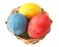 Painted Easter eggs in basket Royalty Free Stock Photo