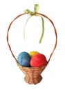 Painted Easter eggs in basket Royalty Free Stock Photo