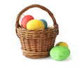 Painted Easter eggs in basket Royalty Free Stock Photo