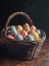 Painted Easter Eggs Basket Royalty Free Stock Photo