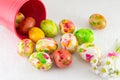 Painted Easter eggs and daisy flowers Royalty Free Stock Photo