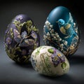 Painted Easter eggs with floral ornament