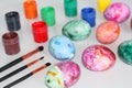 Painted Easter eggs. Special paint for Easter eggs
