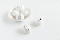 Painted eggs for Easter. Black and white, minimalist trendy style. Simplicity. White background Royalty Free Stock Photo