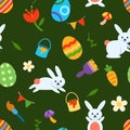 Painted Eggs And Easter Bunny Seamless Pattern Royalty Free Stock Photo