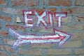 Painted exit sign on wall Royalty Free Stock Photo