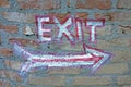 Painted exit sign on wall