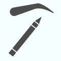 Painted Eyebrows solid icon. Makeup the eyebrows with a pencil vector illustration isolated on white. Female eyebrows Royalty Free Stock Photo
