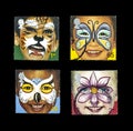 Painted faces on British postage stamps Royalty Free Stock Photo