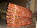 Painted feet of reclining Buddha statue